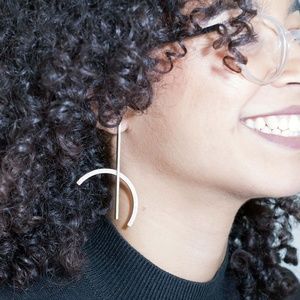 ceme _ metal 3d printed asymmetrical earrings